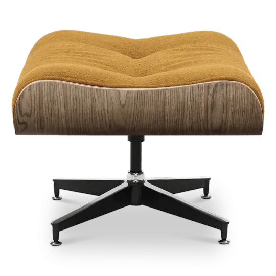 Cavel Lounge Chair Ottoman / Hocker Bruin Bouclé | Walnoot Schaal