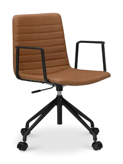 Cavel Lincoln Bureaustoel | Cognac PU Leer | Mat Zwart Cavel Lincoln Bureaustoel | Cognac PU Leer | Mat Zwart