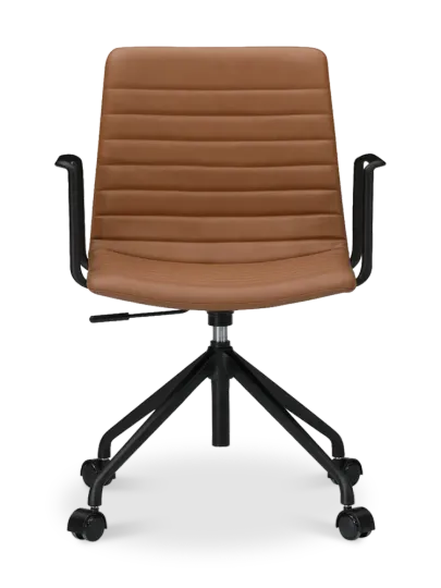 Cavel Lincoln Bureaustoel | Cognac PU Leer | Mat Zwart Cavel Lincoln Bureaustoel | Cognac PU Leer | Mat Zwart
