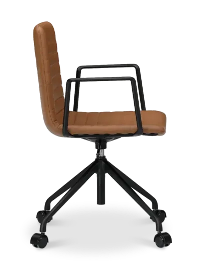 Cavel Lincoln Bureaustoel | Cognac PU Leer | Mat Zwart Cavel Lincoln Bureaustoel | Cognac PU Leer | Mat Zwart