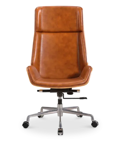Bureaustoel Charles Cognac Leer, Essen Hout