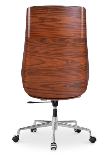 Bureaustoel Charles Zwart Leer, Palissander Hout
