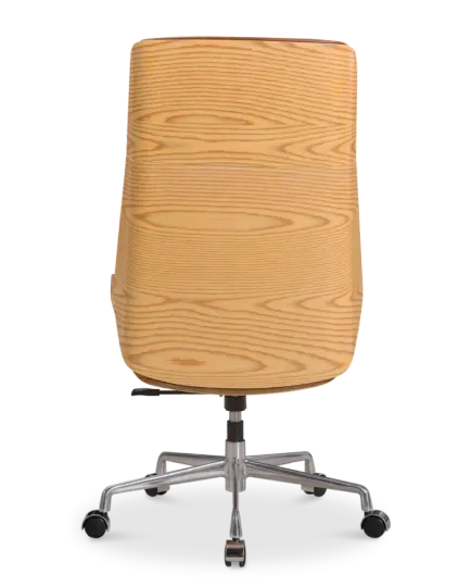 Bureaustoel Charles Cognac Leer, Essen Hout