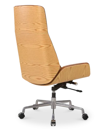 Bureaustoel Charles Cognac Leer, Essen Hout