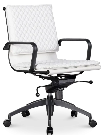 Diamond Softpad Bureaustoel Wit | Lage Rug