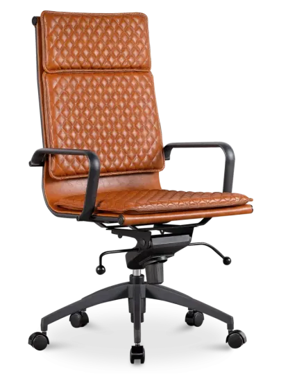 Diamond Softpad Bureaustoel Cognac | Hoge Rug