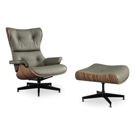 Cavel Lounge Chair Olijf Groen Leer | Naturel Palissander Schalen Cavel Lounge Chair Olijf Groen Leer | Naturel Palissander Schalen