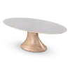 Ovale Tulip Eettafel | Wit Keramiek | Naturel Onderstel