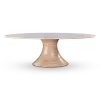 Ovale Tulip Eettafel | Wit Keramiek | Naturel Onderstel