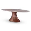 Ovale Tulip Eettafel | Antraciet Keramiek | Walnoot Onderstel