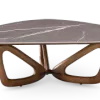 Japandi Salontafel Butterfly | Antraciet Keramiek | Walnoot Onderstel