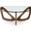 Japandi Salontafel Butterfly | Glazen Blad | Walnoot Onderstel