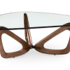 Japandi Salontafel Butterfly | Glazen Blad | Walnoot Onderstel