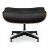 Cavel Lounge Chair Ottoman / Hocker Zwart Leer | Walnoot Schaal