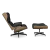 Cavel Lounge Chair Zwart Leer | Walnoot Schalen