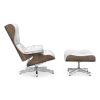 Cavel Lounge Chair Wit Leer | Walnoot Schalen