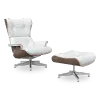 Cavel Lounge Chair Wit Leer | Walnoot Schalen