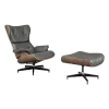 Cavel Lounge Chair Grijs Leer | Walnoot Schalen