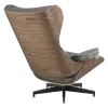 Cavel Lounge Chair Grijs Leer | Walnoot Schalen
