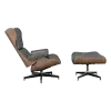 Cavel Lounge Chair Grijs Leer | Walnoot Schalen