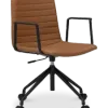 Cavel Lincoln Bureaustoel | Cognac PU Leer | Mat Zwart