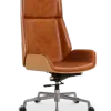 Bureaustoel Charles Cognac Leer, Essen Hout