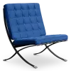 Paviljoen Chair XL Blauw Velvet Set | Inclusief Voetenbank | Zwart Frame
