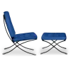 Paviljoen Chair XL Blauw Velvet Set | Inclusief Voetenbank | Zwart Frame