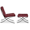 Paviljoen Chair Rood Velvet Set | Inclusief Voetenbank | Zwart Frame