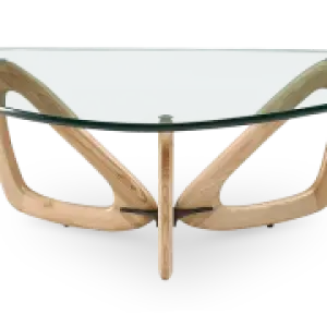 Japandi Salontafel Butterfly | Glazen Blad | Essen Onderstel
