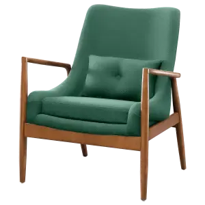 Cavel Flyder Scandinavische Lounge Chair Teddy Groen Walnoot