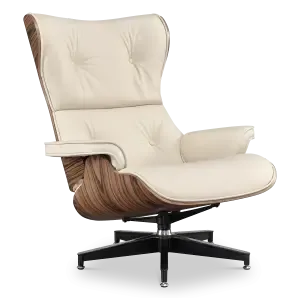Cavel Lounge Chair Offwhite Leer | Naturel Palissander Schalen
