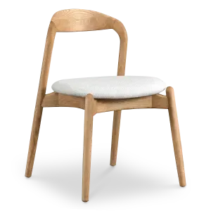 Bow Eetkamerstoel | Essen Hout | Wit Boucle