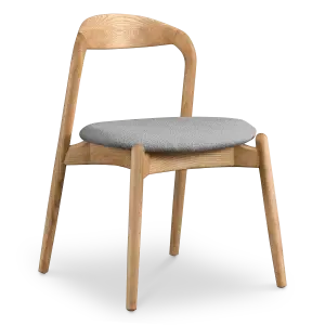 Bow Eetkamerstoel | Essen Hout | Grijs Boucle