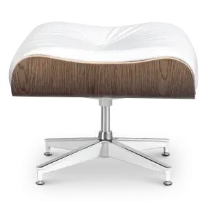 Cavel Lounge Chair Ottoman / Hocker Wit Leer | Walnoot Schaal