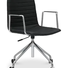 Cavel Lincoln Bureaustoel | Zwart PU Leer | Chroom