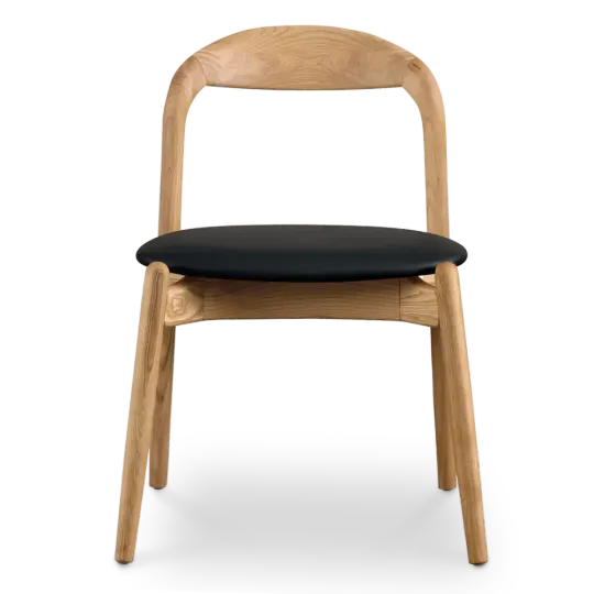 Bow Eetkamerstoel | Essen Hout | Zwart PU Leer Bow Eetkamerstoel | Essen Hout | Zwart PU Leer