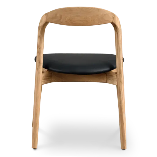 Bow Eetkamerstoel | Essen Hout | Zwart PU Leer Bow Eetkamerstoel | Essen Hout | Zwart PU Leer