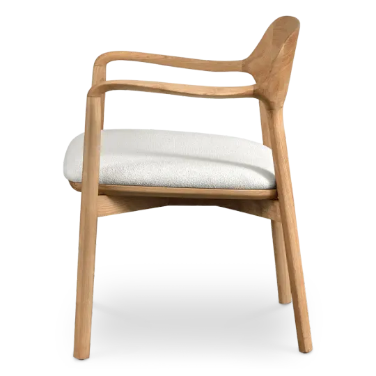 Kennedy Eetkamerstoel | Essen Hout | Wit Teddy / Boucle