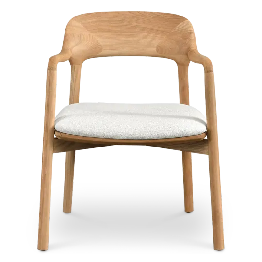 Kennedy Eetkamerstoel | Essen Hout | Wit Teddy / Boucle