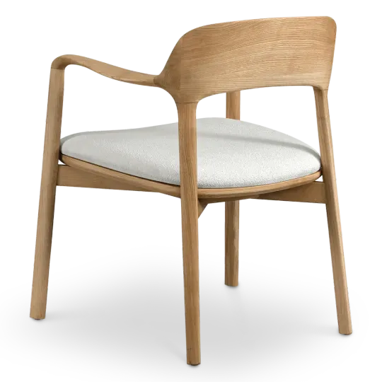 Kennedy Eetkamerstoel | Essen Hout | Wit Teddy / Boucle