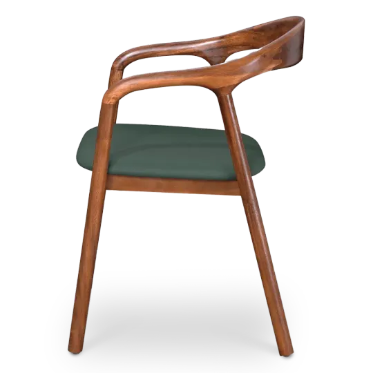 Artson Eetkamerstoel | Walnoot Hout | Groen PU Leer