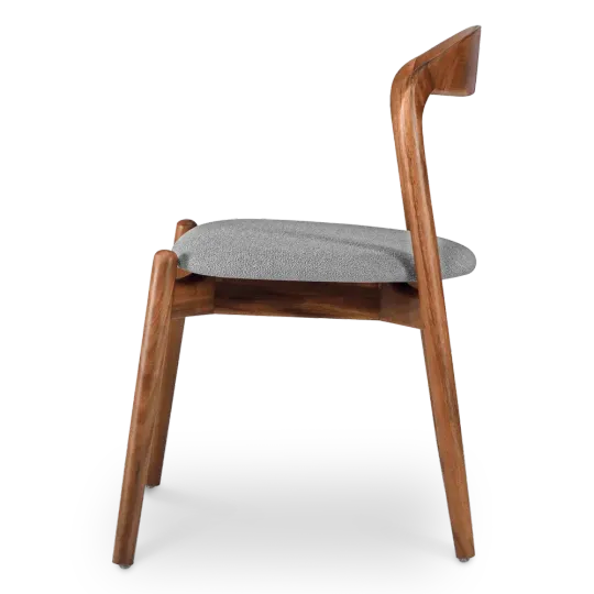 Bow Eetkamerstoel | Walnoot Hout | Grijs Boucle Bow Eetkamerstoel | Walnoot Hout | Grijs Boucle