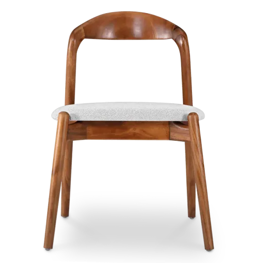 Bow Eetkamerstoel | Walnoot Hout | Wit Boucle