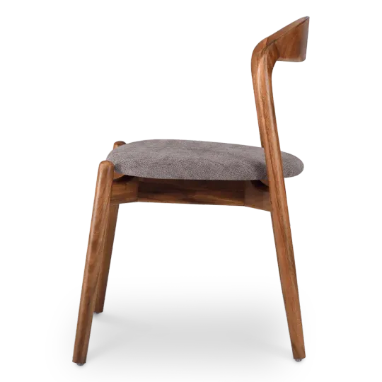 Bow Eetkamerstoel | Walnoot hout | Grijs Bruin Chenille