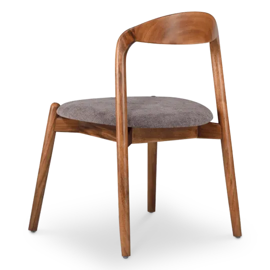 Bow Eetkamerstoel | Walnoot hout | Grijs Bruin Chenille