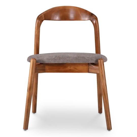 Bow Eetkamerstoel | Walnoot hout | Grijs Bruin Chenille