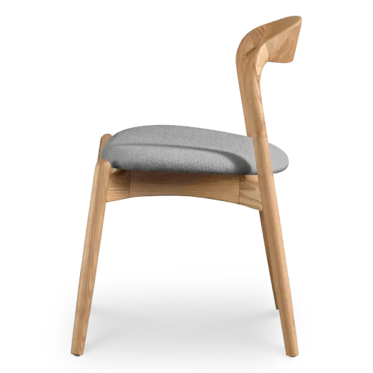 Bow Eetkamerstoel | Essen Hout | Grijs Boucle Bow Eetkamerstoel | Essen Hout | Grijs Boucle