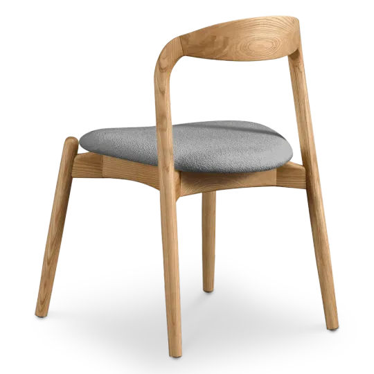 Bow Eetkamerstoel | Essen Hout | Grijs Boucle Bow Eetkamerstoel | Essen Hout | Grijs Boucle