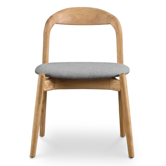 Bow Eetkamerstoel | Essen Hout | Grijs Boucle Bow Eetkamerstoel | Essen Hout | Grijs Boucle